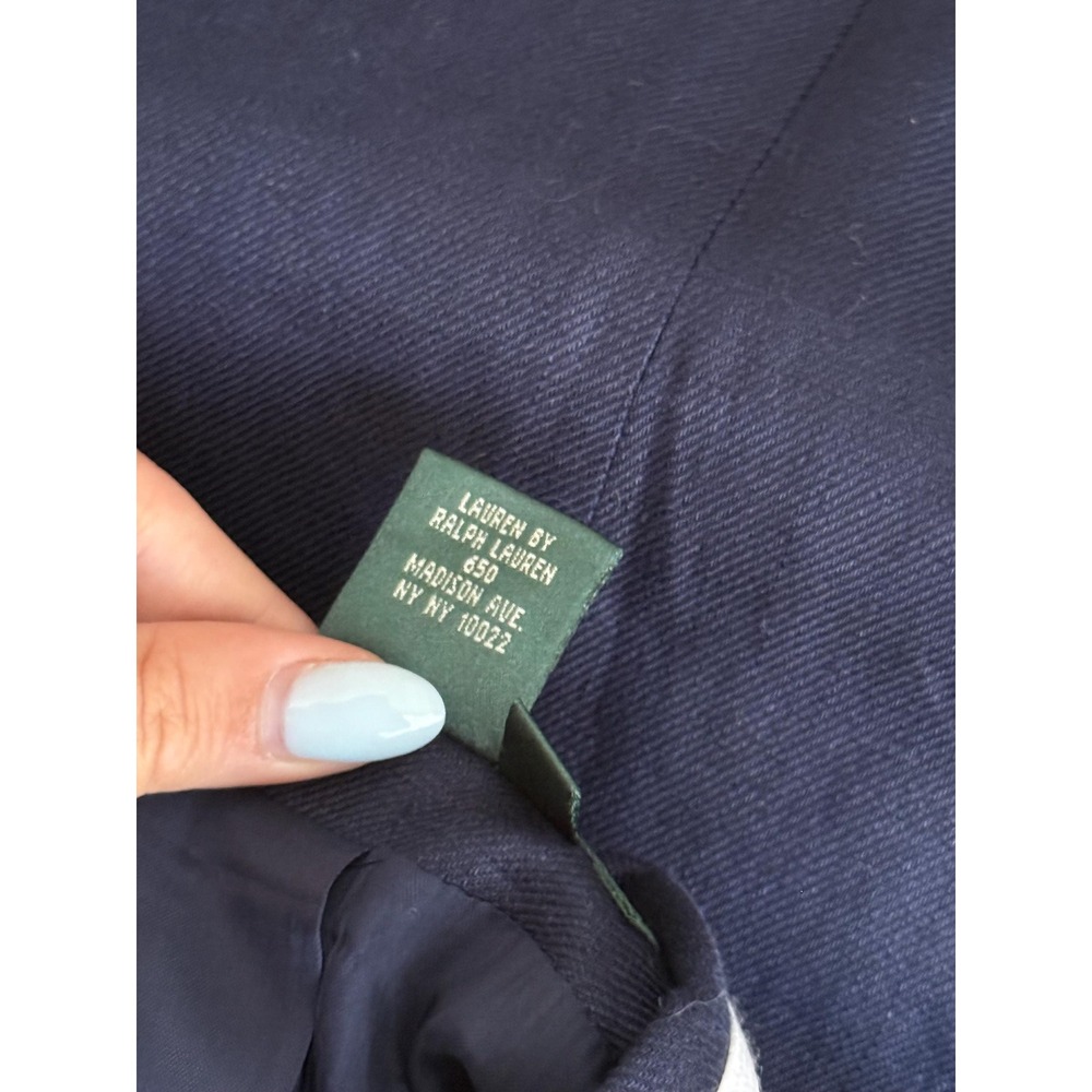 1990 Lauren Ralph Lauren navy blue linen nautical single button blazer - Picture 9 of 10